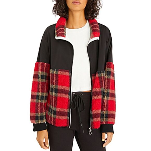 Sanctuary Sherpa Zip Up Jacket In Jasper Plaid - S - Picture 2 of 3